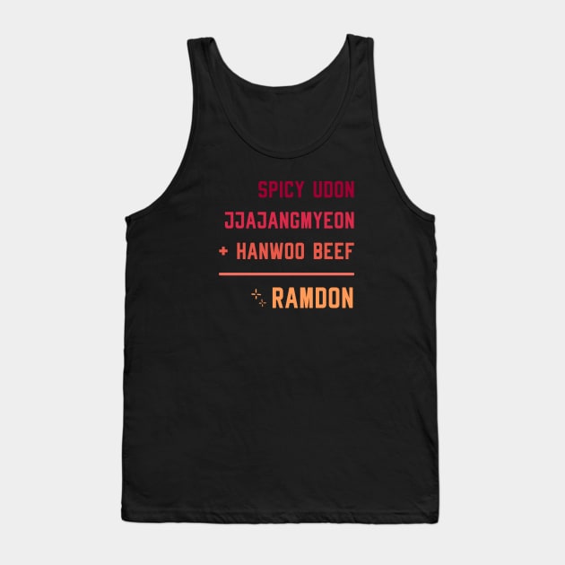 Spicy Udon Jjajangmyeon Hanwoo Beef Ramdon Parasite Tank Top by yellowpomelo